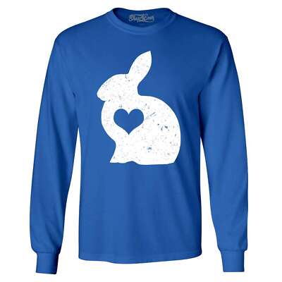 Easter Bunny with Heart Long Sleeve Fun Cute Easter Egg Hunting Shirts