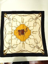 Celine scarf  Ivory  color chain pattern 100 silk 86cm x 86cm