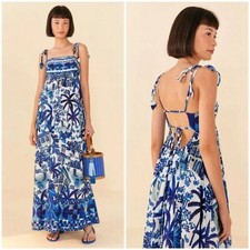 💕FARM RIO💕 Sweet Rio Maxi Dress ~ Sweet Rio Tropical Blue Print XL
