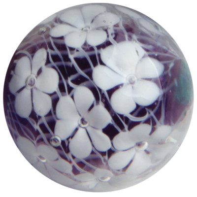 22mm PROTEA Purple Green White flower Handmade art glass Marble 7//8/" SHOOTER