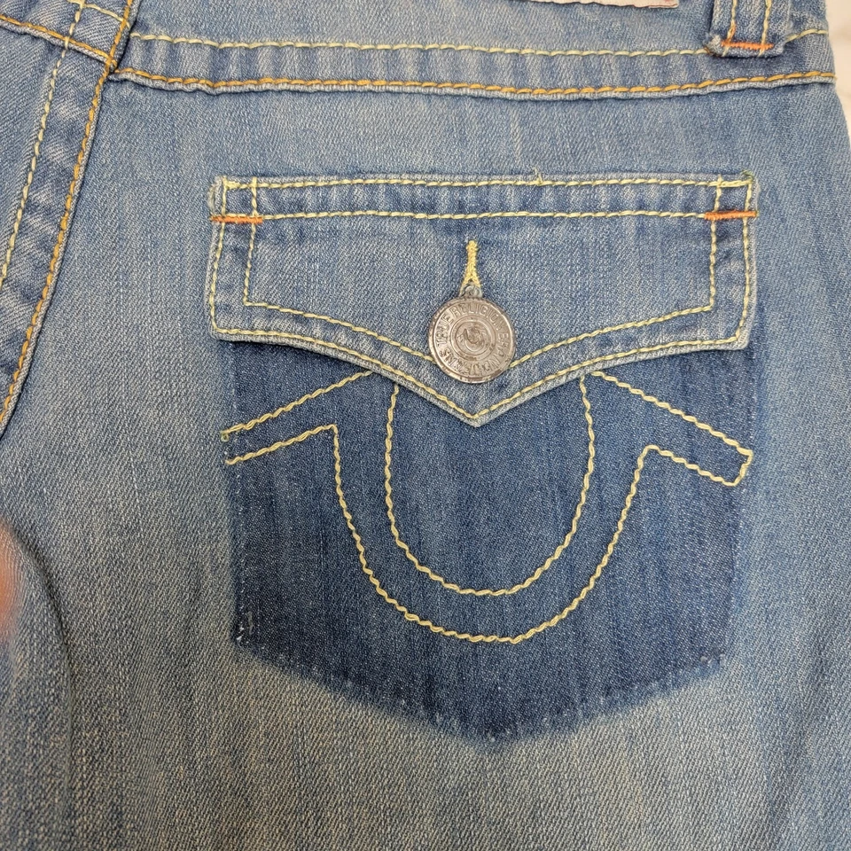 Pantalones Cortos Para Mujer Talla 27 TRUE RELIGION Solapa Sin Bolsillos Traseros Denim Nuevos con Etiquetas $298 Foto 3 de 4