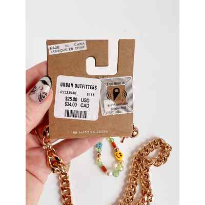 Urban Outfitters Gold Chain Belt with Multicolor Gemstones Gold Chain Belt with Multicolor Gemstone Cabochons | Most  main image 4