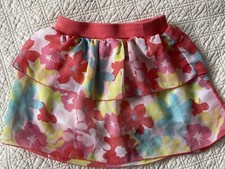 Kids R Us Girls Tiered Ruffle Skirt Floral Chiffon Coral Pink White Size 5T EUC