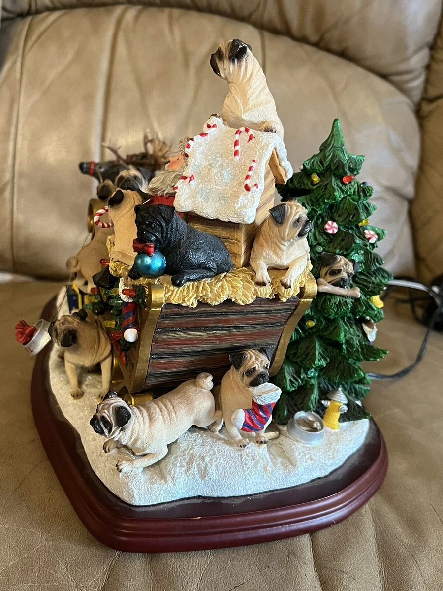 Rare danbury mint pug christmas sleigh With Santa! | eBay