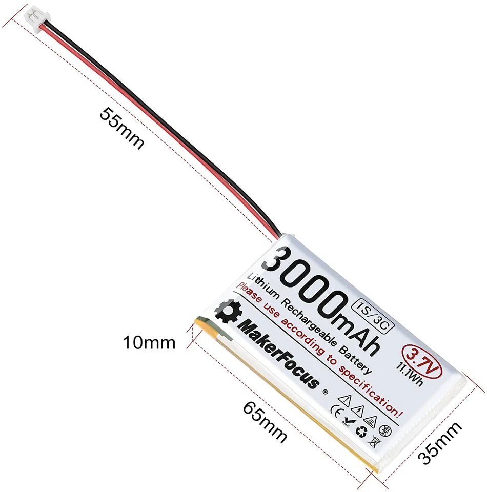 4 Stück 3000mAh 3,7V 1S ESP32 Lithium Batterien Micro JST 1,25 Stecker Lipo Akku - Bild 2 von 4