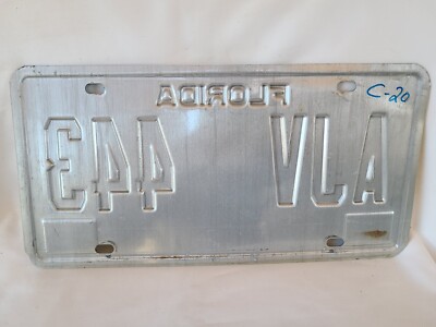 Vintage 1990 Florida Challenger AJV 443 License Plate 0224 | eBay