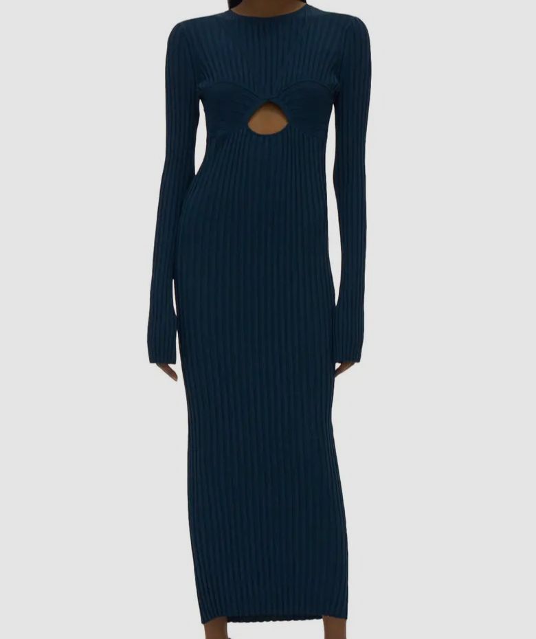 helmut lang rib dress Vintage Helmut Lang Shiny Ribbed Bodycon Dress  The Curatorial Dept