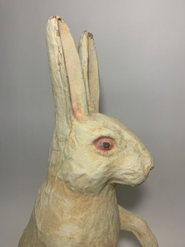 HUGE 29 Inch Store Display Paper Mache Easter Bunny - Vintage Pulp Paper Rabbit - Picture 13 of 22