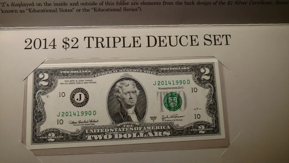 2014 $2 Triple Deuce Set US Currency FRN Kansas City-New York-San Francisco. - Image 2 of 4
