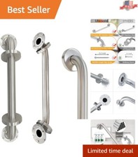 Set of 2 Brushed Nickel Grab Bars - 500lbs Capacity for Safe Bathroom Support