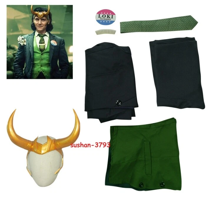 Loki Cosplay Disfraz Trajes Halloween Convención Abrigo+Corbata+Pantalones+Camisa+Chaqueta Foto 2 de 4
