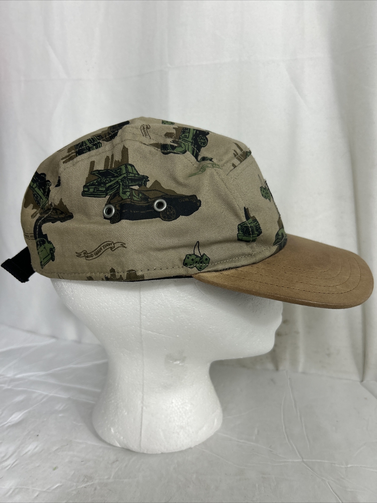 Rocksmith 5 Panel Strapback Hat Beige Leather Bri… - image 9