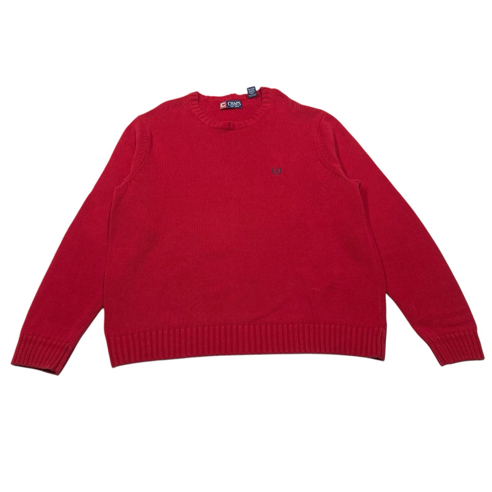 Chaps | Solid Red Long Sleeve Pullover Sweater | … - image 1