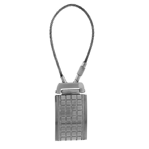 Stainless Steel Checkerboard Pattern Key Chain w/ Cable Wire key Holder ...