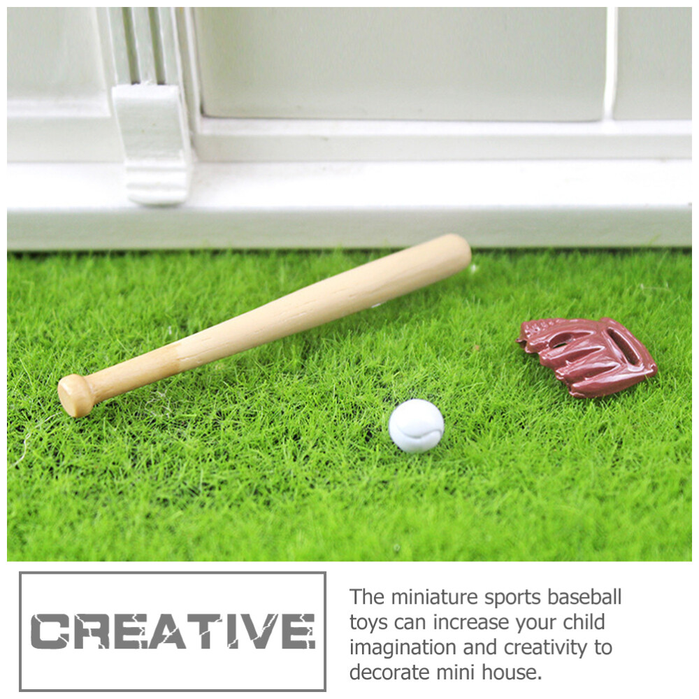 Mini Baseball Mix Bat Dollhouse Miniature Sports Balls Combination eBay