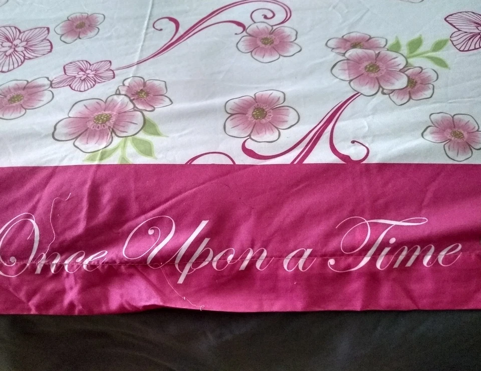 DISNEY Princesa 79x85" Érase una vez Sábana Plana Rosa Blanco Flores TELA Foto 2 de 4