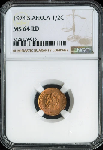 1974 South Africa Half Cent 1/2C NGC MS64 RD Quality
