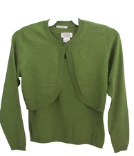 Talbots green silk blend 2-PC camisole & bolero set size S NWOT $136