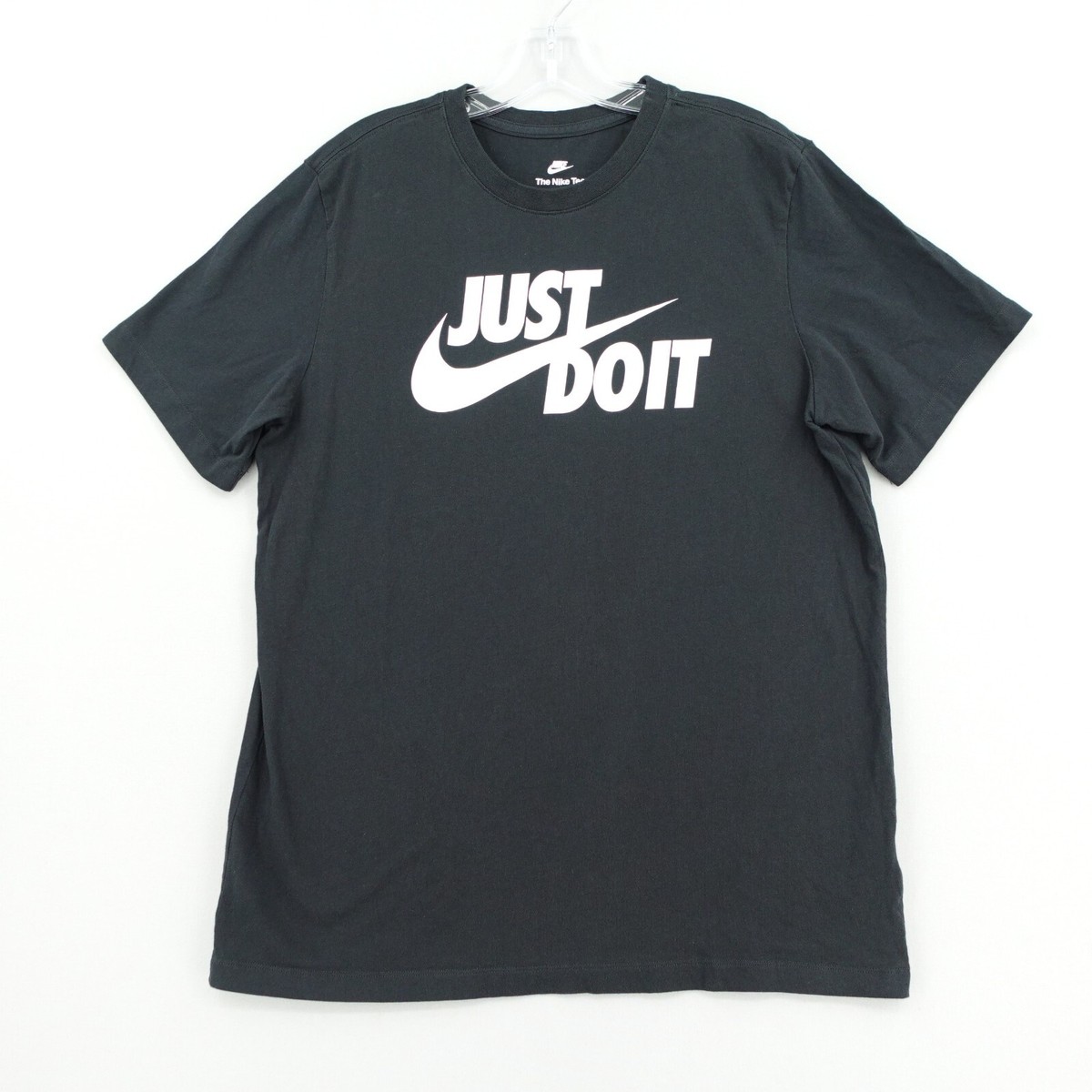 Nike Just Do It T Shirt Mens Large Black White Logo Short