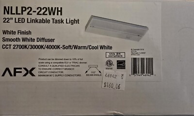 AFX 22'' Hardwired, Linkable, Dimmable LED Task Light, White Finish