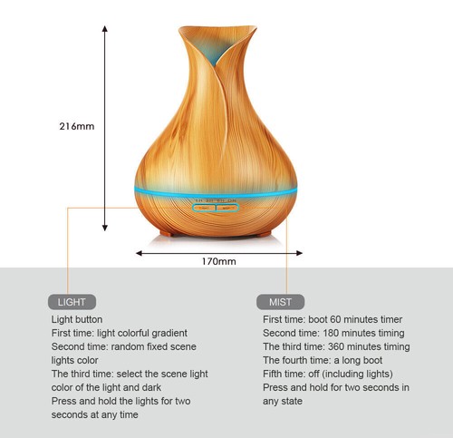 LED Ultrasonic Aroma Aromatherapy Diffuser Air Humidifier Purifier Essential Oil - Picture 9 of 9