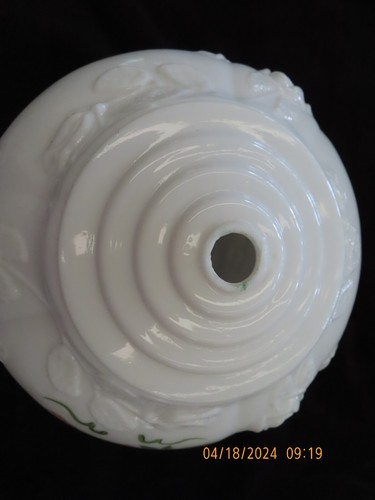 Vintage Milk Glass Lamp Shade Globe Part Embossed & Painted Roses 6"h x 9"w - Picture 9 of 9