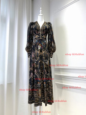 retro Black Silk Printed Bohemian V-Neck maxi Dress CAMILLA Spring/Summer 2026