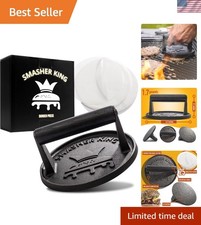 - Cast Iron Smash Burger Press incl. 25 pcs of Patty Paper, Burger Smasher f...