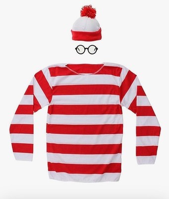 Where s Waldo 3X Costume 3 PC Adult Halloween Cosplay Funny Hide Seek Outfit