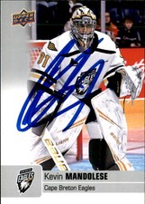 Kevin Mandolese Signed Auto 2019-20 Upper Deck CHL card Cape Breton Eagles