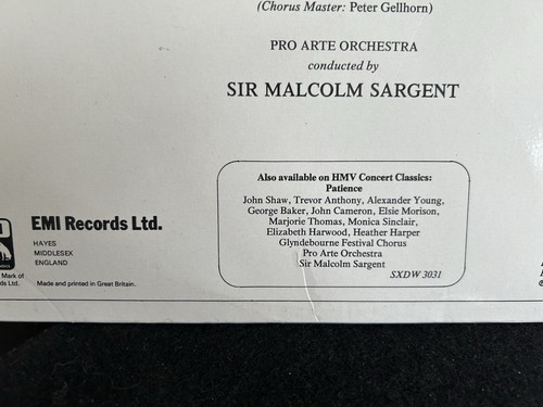 Gilbert & Sullivan The Yeoman of The Guard, Sir Malcolm Sargent 12” Vinyl Record - Picture 7 of 23