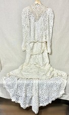 Vintage 80s Sequin Lace Wedding Dress Victorian Bridal Gown ILGWU Cottagecore