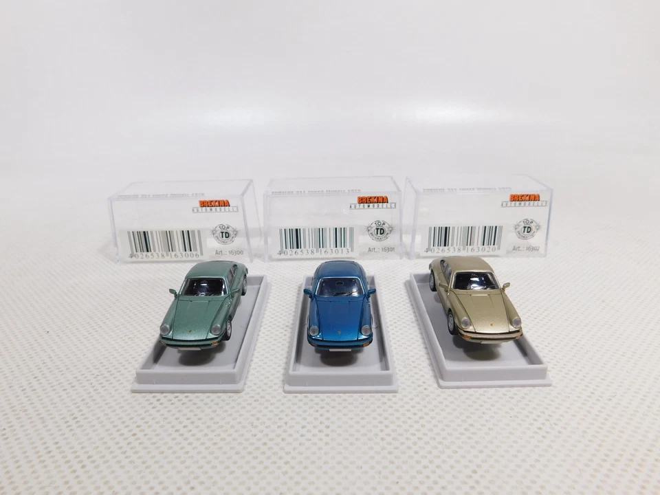 3X Brekina H0 1:87 Porsche 911 Coupé 1976 16300 16301 16302 Mint Box #DP250-0,5 - Immagine 4 di 4