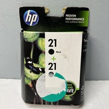 HP 21 Black Twin Pack Ink Cartridges Genuine OEM Retail Box Unopened