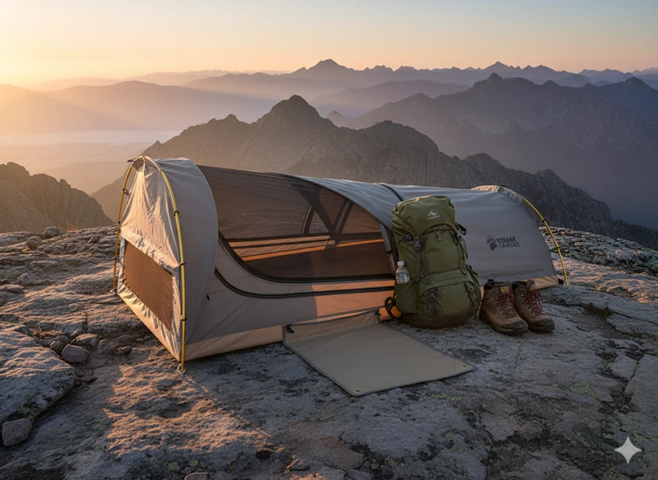 Tienda impermeable para mochileros 8101K Kodiak Swag para 1 persona + almohadilla de camping de 2 pulgadas Foto 4 de 4