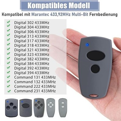 For Marantec D302/D304-433, D384/D321/D323-433, 433MHz 1PC Garage door remote