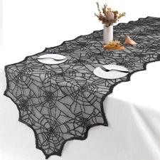 Halloween Decorations Table Runner - Black Lace Spider Web Table Runners for ...
