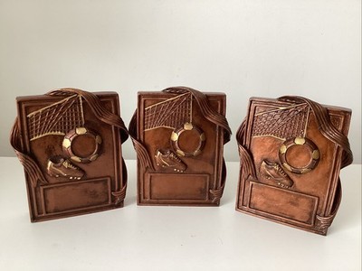 3 x Fußball Auszeichnung Pokale bronzefarben 15 cm hoch