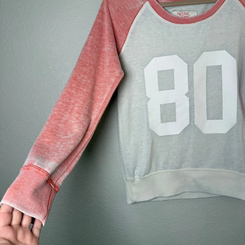 Nollie Womens M Gray & Coral 80 Graphic Crew Neck Long Sleeve Sweatshirt Top - Image 4 of 4