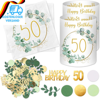 20 StüCk Servietten 50 Geburtstag+ 12 Windlicht Tischdeko 50 + 100 Konfetti Deko