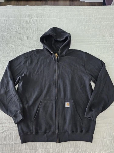 Carhartt Men's Large K122 Heavyweight Full Zip Hooded Sweatshirt Knit Black - Bild 14 von 15