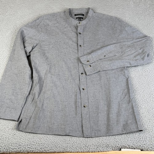 Camisa Banana Republic Para Hombres L Gris Lujo Franela Grant Fit Banda Cuello Moteado - Imagen 1 de 10