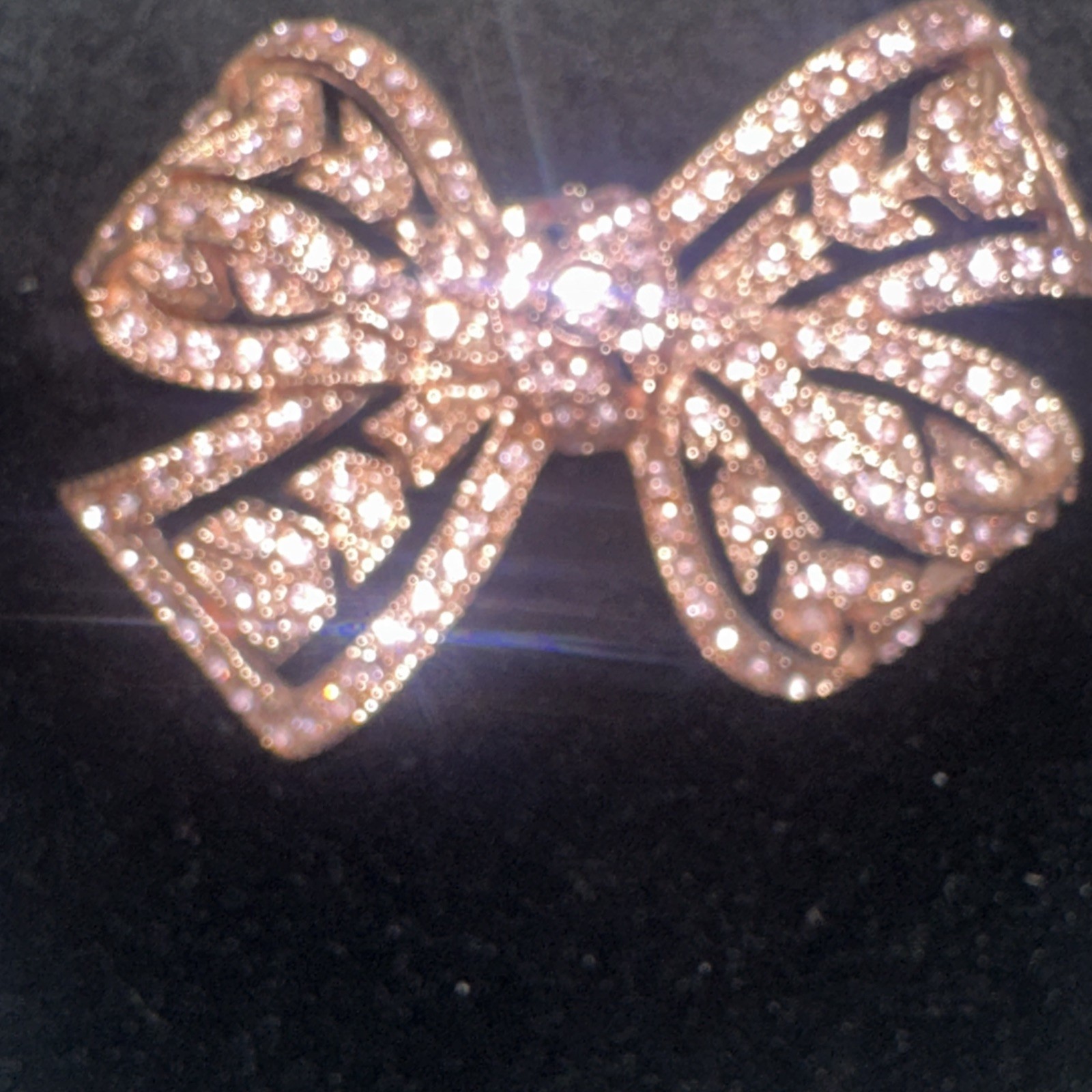 Kenneth Jay Lane Rose Pink Rhinestone Bow Pin Bro… - image 2