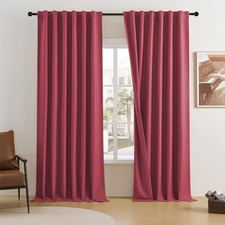 Extra Long 108 Inch 100 Blackout Curtains 50"W x 108"L Pack of 2 Rose Red