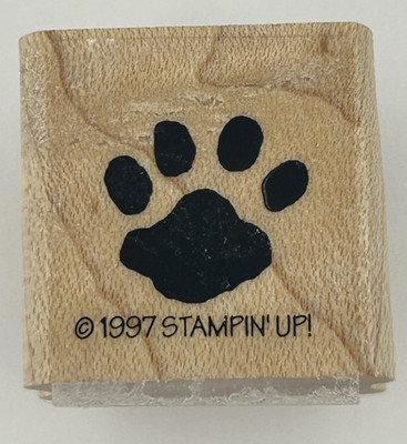 Stampin Up Paw Print 1997 Wood Mount Rubber Stamp