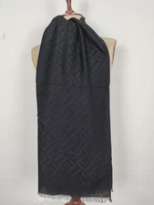 FENDI genuine vintage silk Black Cashmere wrap shawl winter scarf scarves