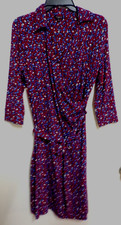 W26 TALBOTS 1/2 WRAP KNIT DRESS HEARTS STRETCH 3/4 SLEEVE COLLARED PETITES SZ MP
