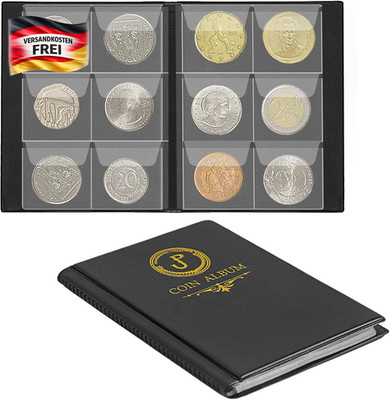 Münzsammleralbum 60 Fächer für Penny Nickel Dime mit Schutzklappen und Kunstlede