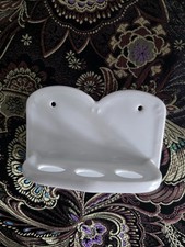 Antyk vintage biały porcelanowy 3 uchwyty na szczoteczkę do zębów uchwyt ścienny NIEMCY