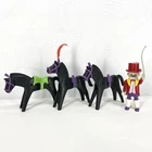 Vintage Playmobil Circus Ringmaster Figure With 3 Black Horses And Accessories